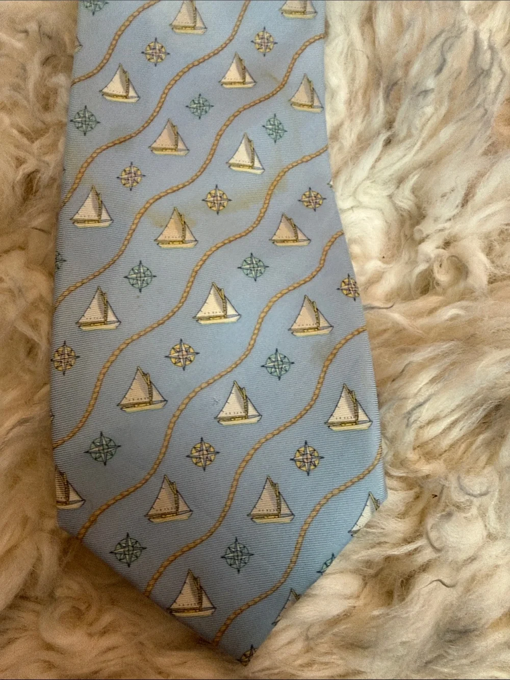 Light Blue Nautical Print Men's Tie